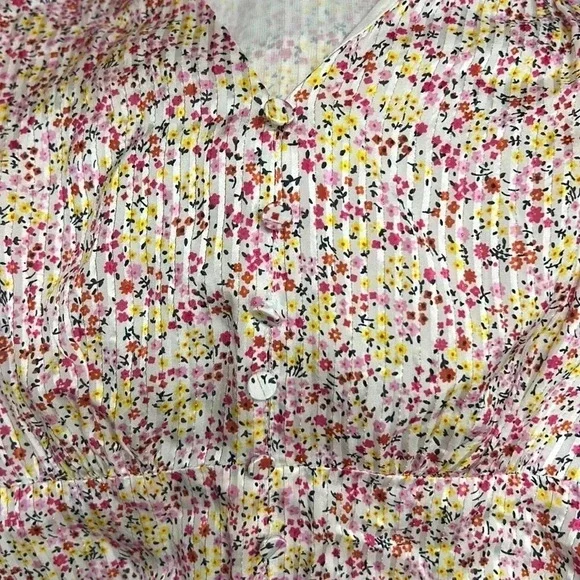 J.Crew Floral in Field Day Print Metallic Button Down V-Neck Midi Size 2 - Picture 5 of 9